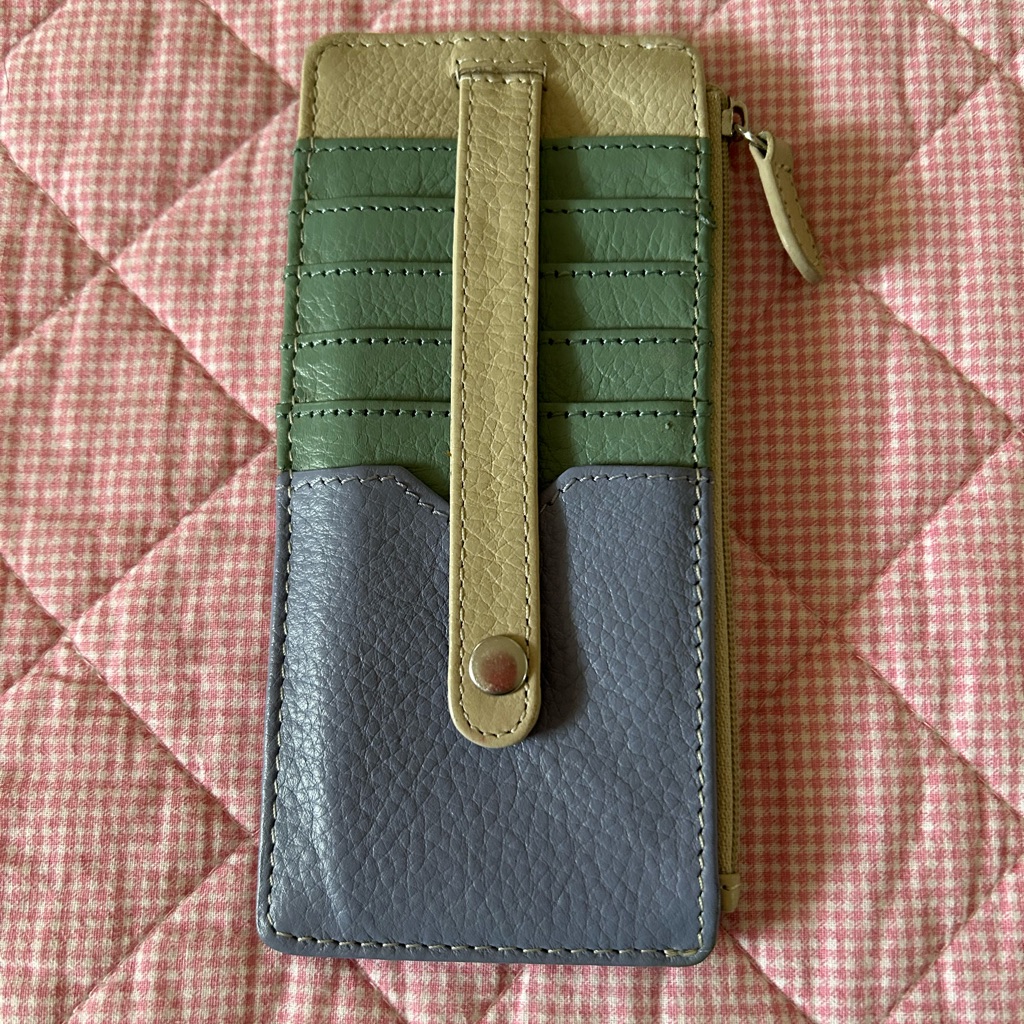 Green And Gray Leather Card Holder